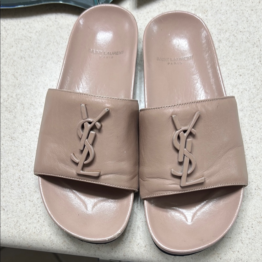 Yves Saint Laurent Nude Slide Sandals